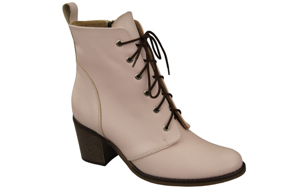 Winter-Schnürstiefel für Damen, Naturleder, Puderrosa 188 von ElitaBut