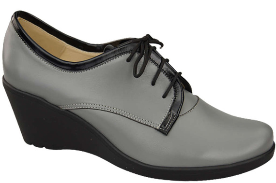 Damenschuhe mit Keilabsatz, Naturleder, Grau 181 ElitaBut