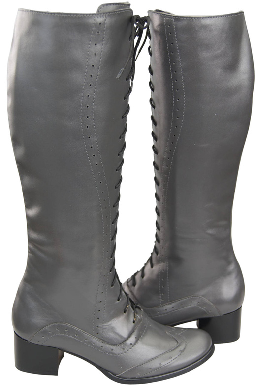 Damenschuhe Schnürstiefel, Naturleder, Graphit 595 ElitaBut