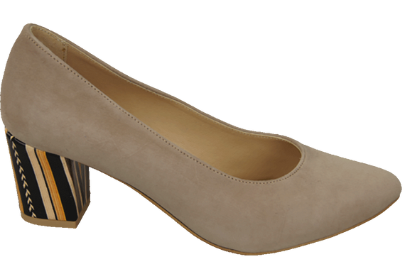 Damenschuhe Cappuccino-Pumps Natürliches Wildleder Dekorativer Absatz 158 Von ElitaBut