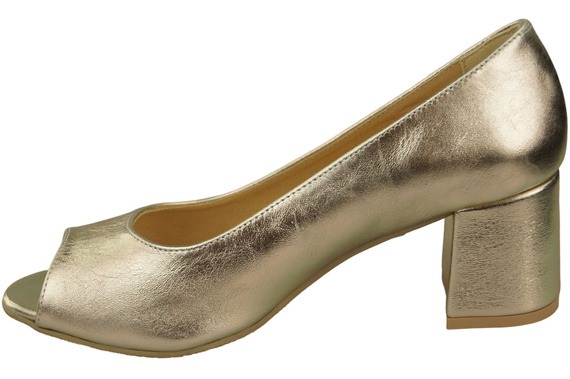 Damenschuhe PEEP TOE Gold Pumps, Naturleder mit beschichtetem Absatz 192 ElitaBut