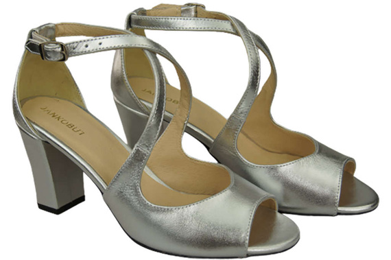 Damenschuhe Silberne Sandalen, Naturleder 186 ElitaBut