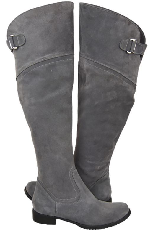 Schuhe Damenstiefel Stiefel Overknee-Stiefel, Naturleder, Velours, Grau 154 ElitaBut