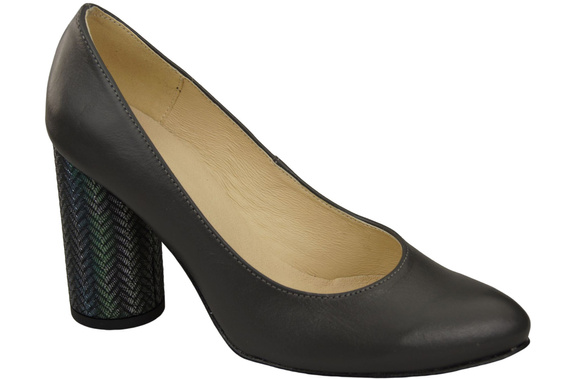 Damenschuhe Graphite Pumps Naturleder Bunter Zierabsatz 194 ElitaBut
