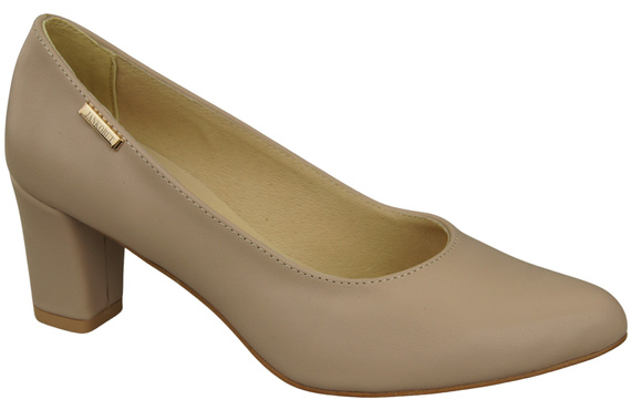 Klassische Glatt Damen Cappuccino Blass Naturleder Schuhe 213 ElitaBut
