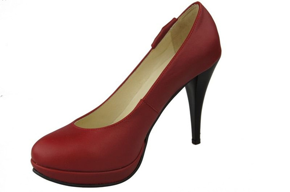 Damenschuhe Plateaupumps, Naturleder, Rot 976 ElitaBut