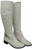 Damen-Lederstiefel Weiß Gefüttert Offiziersstiefel, Flach 225 ElitaBut