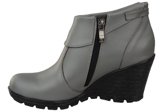 Damenschuhe Keilstiefel, Naturleder, Grau 739 ElitaBut