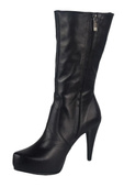 Schuhe Damen-Halbstiefel, Naturleder, Schwarz 695 ElitaBut