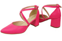 Elegante Neon Rosa Ledersandalen mit offener Seite und stabilem Absatz 218 ElitaBut