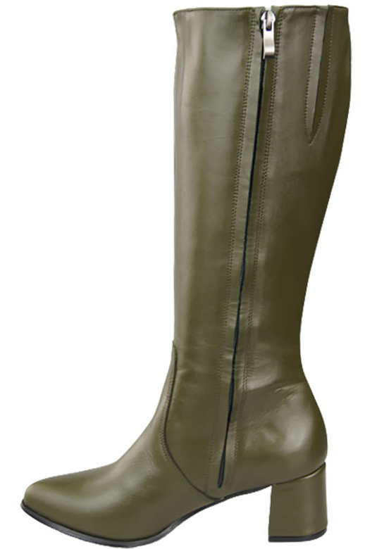 Klassische Damenstiefel, Naturleder, Olive 175 ElitaBut
