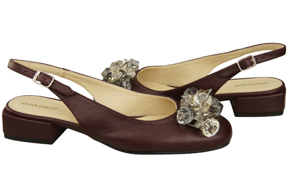 Damen Schuhe Burgund Sandalen mit Kristallen Naturleder 215 ElitaBut