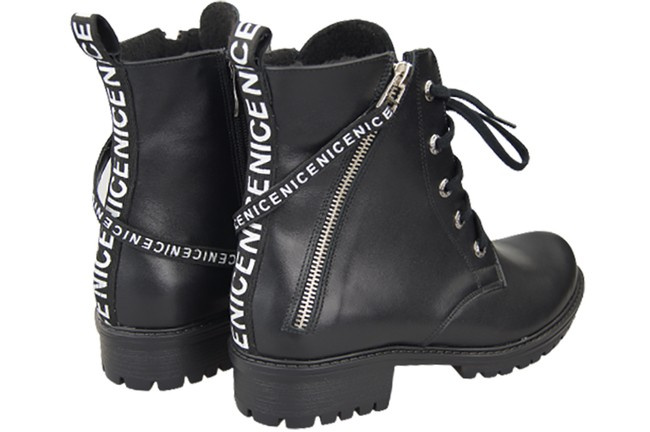 Schuhe Damen-Stiefeletten mit der Aufschrift NICE, Naturleder, Schwarz 173 von ElitaBut