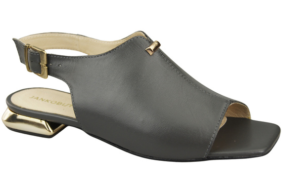 Bequeme Frauenschuhe Sandalen Graphit Flacher Goldabsatz Naturleder 207 ElitaBut