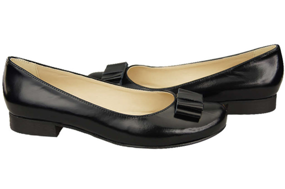 Damen Ballerinas, Naturleder, Schwarz, Glänzend 702 ElitaBut