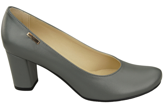 Klassische Damen Grau Leder Mandel Nase Pumps 201 ElitaBut