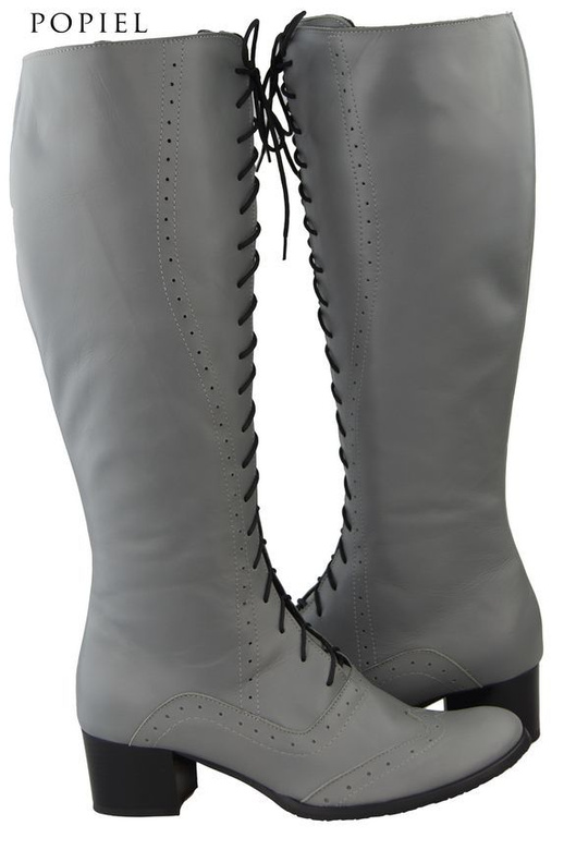 Damenschuhe Schnürstiefel, Naturleder, Grau 595 ElitaBut