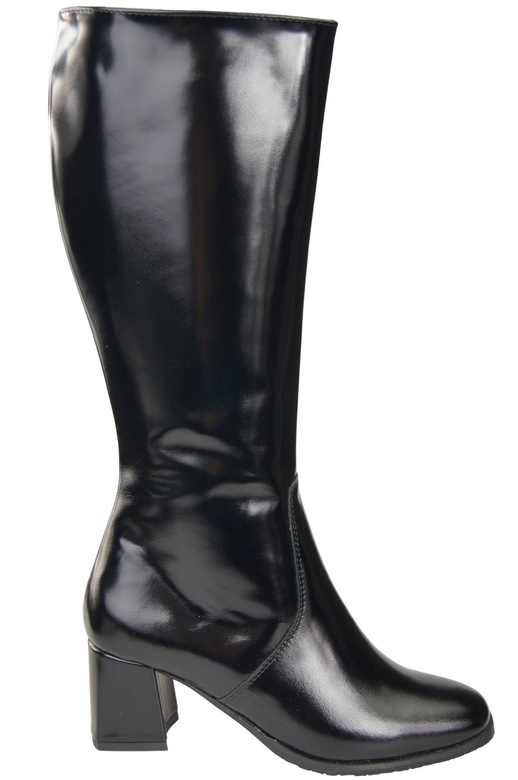 Bequeme Damen Schwarz glänzend Niedrig Absatz Stiefel Naturleder 212 ElitaBut