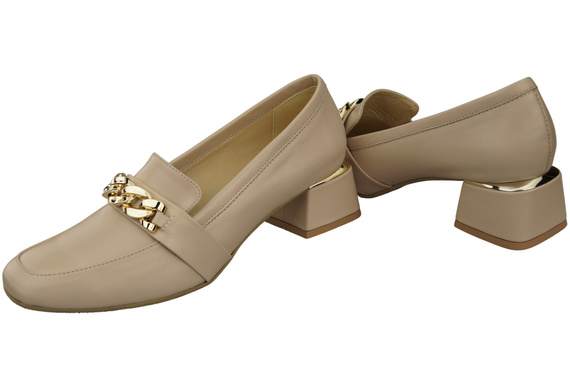 Damenschuhe mit Zierkette Pumps Mokassins Naturleder 193 Cappuccino Bright ElitaBut