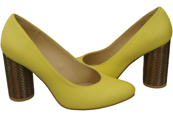 Damenschuhe Zitronenpumps Naturleder Bunter dekorativer Absatz 194 ElitaBut