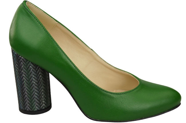 Damenschuhe Pumps Grün Naturleder Bunter Zierabsatz 194 ElitaBut