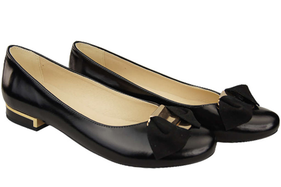 Damen Ballerinas, Naturleder, Schwarz, Glänzend 894 ElitaBut
