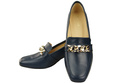Damenschuhe mit Zierkette Pumps Mokassins Naturleder 193 Marineblau ElitaBut