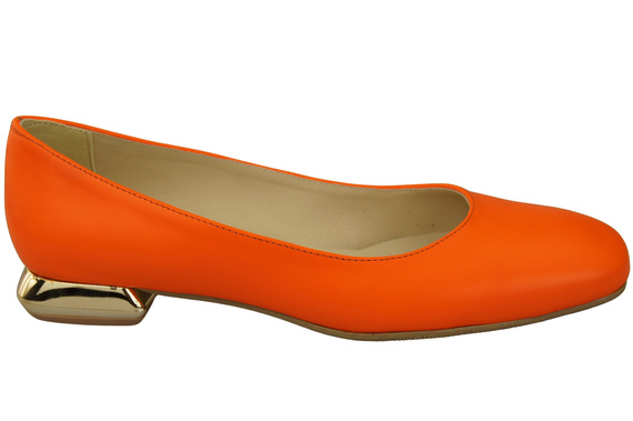 Flache Frauen Schuhe Orange Dekorative Ferse Naturleder 209 ElitaBut