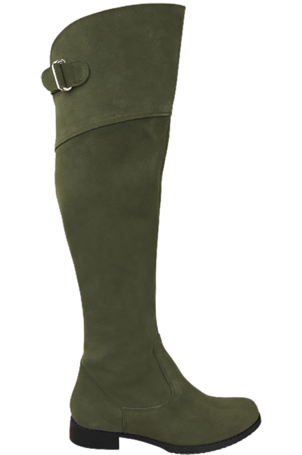 Schuhe Damenstiefel Stiefel Overknee-Stiefel, Naturleder, Velours, Flaschengrün 154 ElitaBut