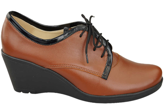 Schuhe Damen-Keilschuhe, Naturleder, Braun 181 ElitaBut