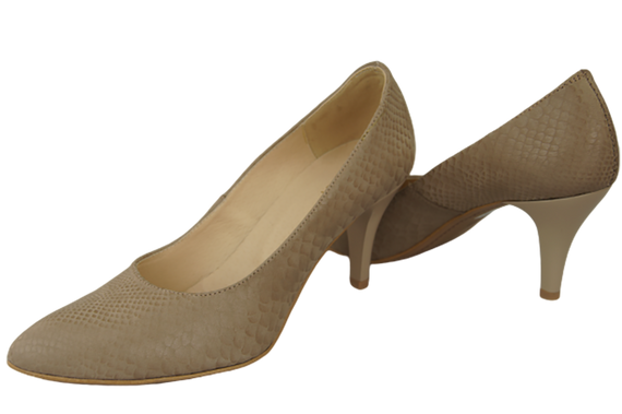 Damenschuhe Pumps Beige Schlangenmotiv Naturleder 150 ElitaBut