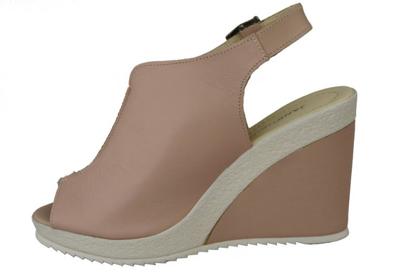 Schuhe Damen-Keilsandalen, Naturleder, Puderrosa 992 ElitaBut