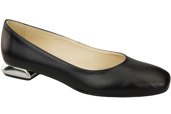 Flache Frauen Schuhe Schwarz Dekorative Ferse Naturleder 209 ElitaBut