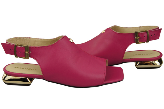 Bequeme Frauenschuhe Sandalen Purpurfarbig Flacher Goldabsatz Naturleder 207 ElitaBut