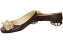 Damen Schokolade Pumps mit Kristallen flach Naturleder 216 ElitaBut