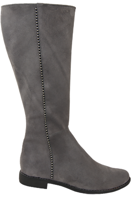 Schuhe Damenstiefel, Naturleder, Velour 153, Grau ElitaBut