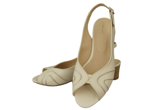 Damenschuhe Sandalen, Naturleder, Beige Ecru 991 ElitaBut