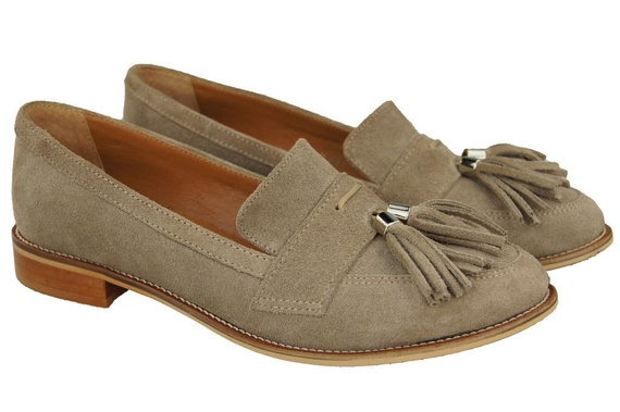 Schuhe Damen Mokassins Naturveloursleder Beige 134 ElitaBut