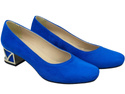 Bequeme Damenschuhe Azurblau Pumps mit dekorativem Absatz Natürliches Wildleder 219 von ElitaBut