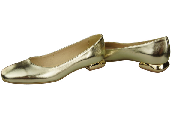 Flache Frauen Schuhe Gold Dekorative Ferse Naturleder 209 ElitaBut