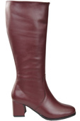 Bequeme Damen Burgund Niedrig Absatz Stiefel Naturleder 212 ElitaBut