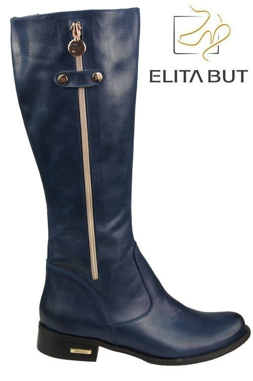Damenstiefel, Stiefel, Naturleder, Marineblau 884b ElitaBut