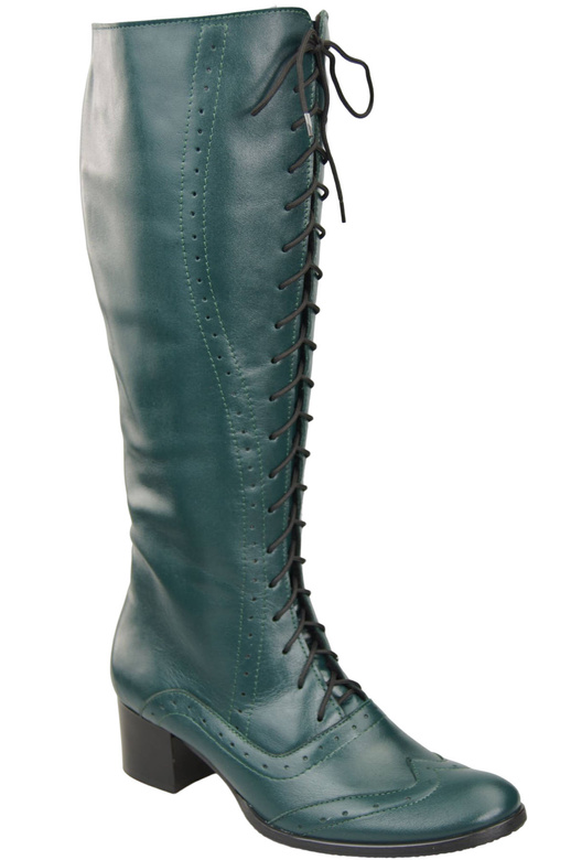 Damenschuhe Schnürstiefel, Naturleder, Malachit 595 ElitaBut