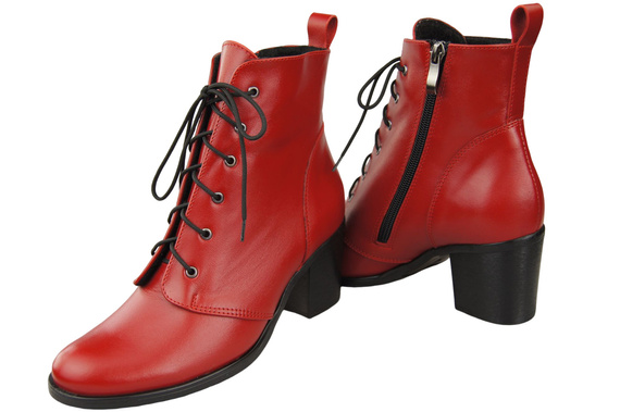 Winter-Schnürstiefeletten für Damen, Naturleder, Rot 188 von ElitaBut