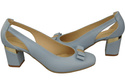 Schuhe Damen Hellblau Pumps aus Naturleder mit dekorativem Absatz 199 ElitaBut