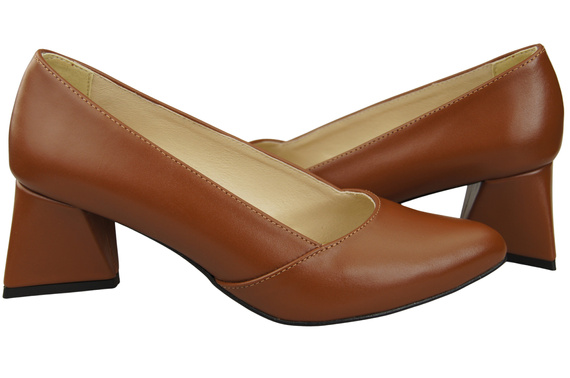 Damen Pumps Braun Echtleder Spitz Zehen Absatz ElitaBut 221