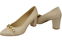 Klassische Frauen Beige Naturleder Schuhe mit Gold Ornament Kette 200 ElitaBut