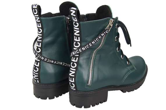 Schuhe Damen-Stiefeletten mit der Aufschrift NICE, Naturleder, Malachit 173 von ElitaBut