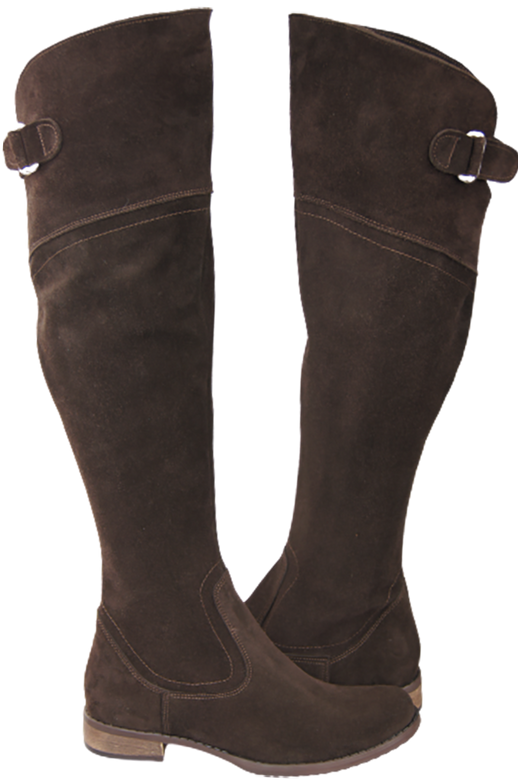 Schuhe Damenstiefel Stiefel Overknee-Stiefel, Naturleder, Velours, Schokolade 154 ElitaBut