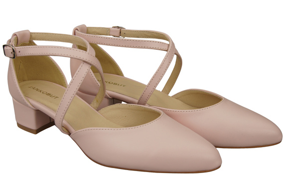 Damen Sandalen Echtleder Puderrosa mit Riemen Niedriger Absatz 223 ElitaBut